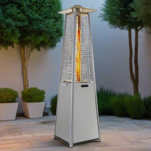 Outdoor Pyramid Flame Tower Gas Patio Heater - Stainless Steel