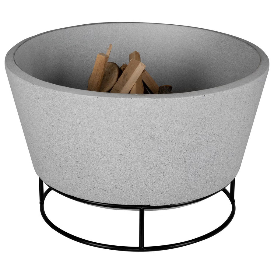 Outdoor Round Stone Wood Burning Fire Pit - Light Grey