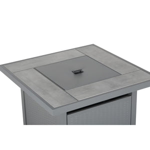 Outdoor Gas Flame Fire Pit Table - Grey Rattan Effect